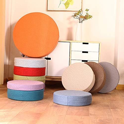 Round Floor Pillow Cover Tatami Floor Cushion Cover Straw Japanese Futon Cover Meditation Seating Ottoman Throw Protector for Living Room Indoor Outdoor Gray,15.75 inches