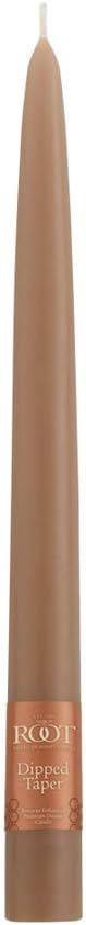 Root Candles 12-Count Unscented Taper Candles Smooth Hand-Dipped Dripless Beeswax Enhanced Boxed Candle Set, 9-Inch, Taupe