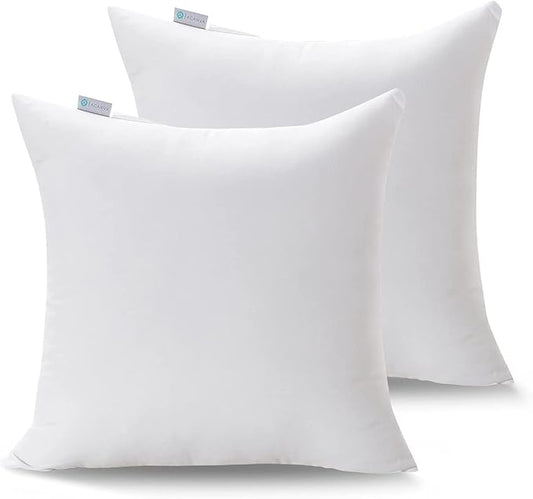 Acanva 28x28 Throw Pillow Inserts Pack of 2, Premium Polyester Fiber Fill Square Sham Stuffer Cushion for Sofa, Bed, Couch and Chair, Machine Washable, White