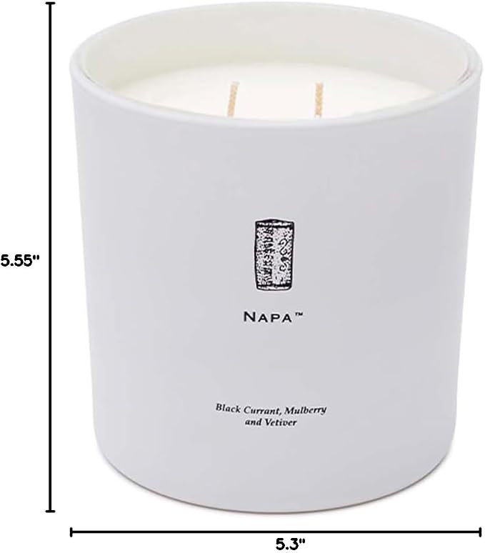Archipelago Botanicals Napa Luxe Candle, Black Currant, Mulberry and Vetiver Scent, Elegant White Glass Jar Candle, Coconut Wax, Double Wicks Burn 100 Hours (13 oz)
