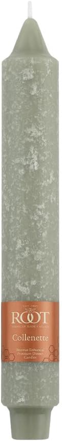Root Candles 4-Count Unscented Dinner Candles Dripless Beeswax Enhanced Timberline™ Collenette Dinner Boxed Candle Set, 9-Inch, Sage Green