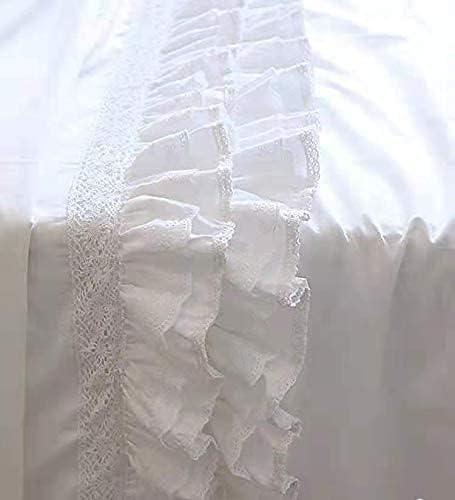 2-Pack White Pillow Shams Shabby Chic Pillowcases with Lace Ruffles Vintage Pillow Covers Cotton Queen Size 20"X30" Luxury Elegant