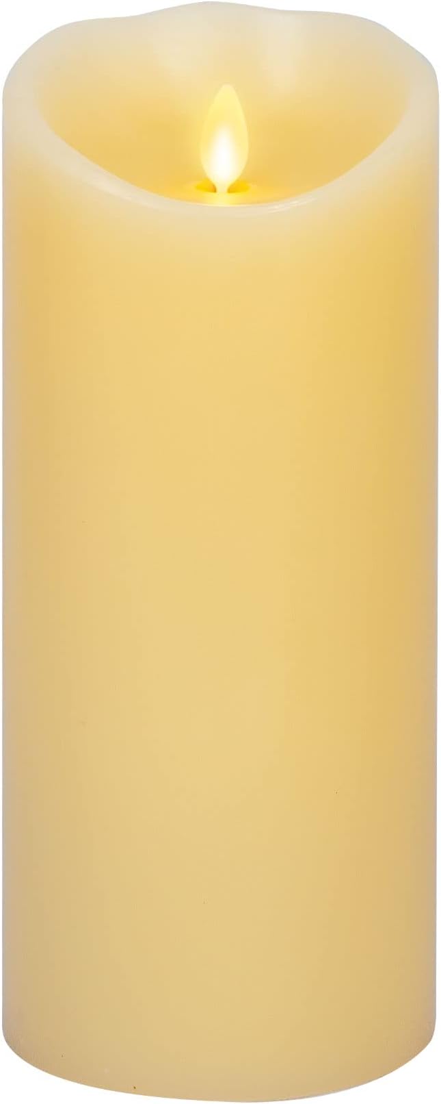 Luminara Scalloped Edge Flameless LED Candle - Ivory 4" x 9" - Real Wax Pillar Battery Operated Moving Flame w/Timer Unscented 1000Hr Runtime