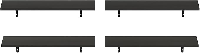 Furinno Rossi Floating Shelves for Wall Set of 4, 23-Inch Wall Shelf, Floating Shelf, Wall Mounted Shelves, for Bathroom, Bedroom, Living Room, Espresso