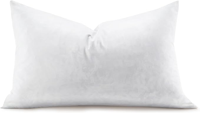 Feather Rectangle Lumbar Pillow Insert, Soft Fluffy 14 x 20 Inches Decorative Throw Pillow Insert for Bed, Couch and Cushion