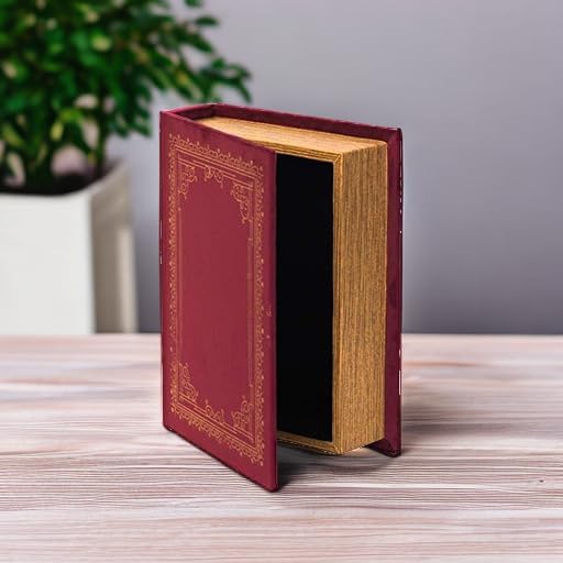 Decorative Vintage Book Shaped Trinket Storage Box - Red