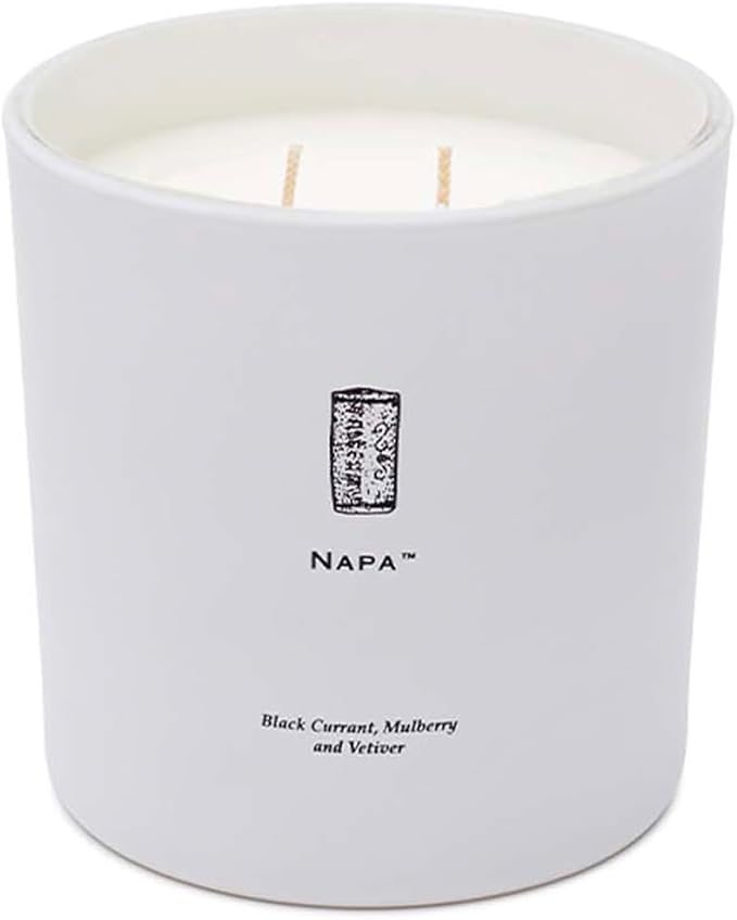 Archipelago Botanicals Napa Luxe Candle, Black Currant, Mulberry and Vetiver Scent, Elegant White Glass Jar Candle, Coconut Wax, Double Wicks Burn 100 Hours (13 oz)