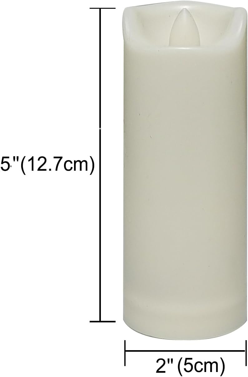 CANDLE CHOICE Waterproof Outdoor Battery Operated Flameless Candles with Auto Timer Flickering Plastic Resin Electric LED Slim Pillar Lights for Lantern Patio Garden Wedding Decorations 2”x5” 2 Pack