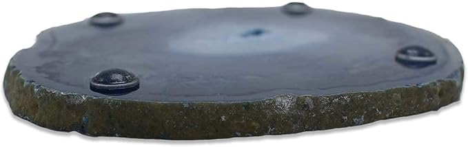 Nature's Decorations Blue Agate Stone Coasters - Set of 4, Polished Geode Drink Mats for Dining & Coffee Table & Kitchen Geode Decor Non-Toxic 3.5-4" Diameter