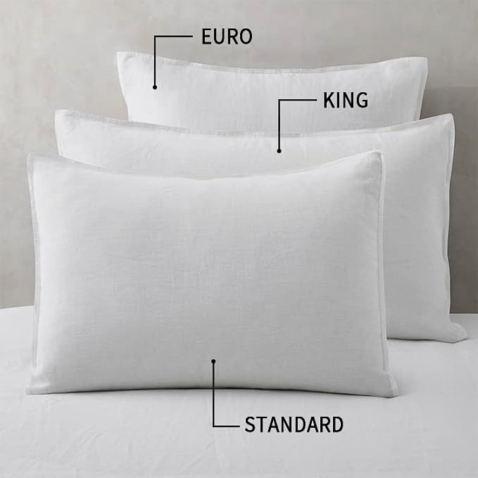 ATLINIA Linen Pillow Cases King Sham - 20 x 36 Inch Bed Pillow Protector Cover Set of 2 Bedding Cooling Neutral Pillowcase Shams White