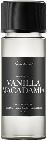 Scentiment Diffuser Oil – Vanilla Macadamia | Toasted Nut, Creamy Vanilla & Coconut Blossom | Sweet, Warm & Gourmand Fragrance Oil for Cold Air Diffusers (20 mL)