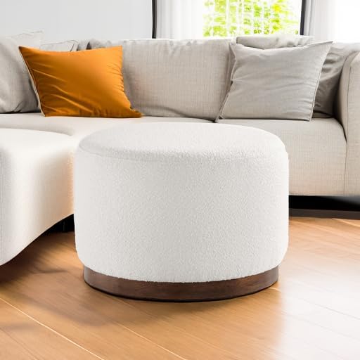 Modway Large 23" Round Boucle Upholstered Upholstered Ottoman