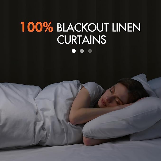 MIULEE 100% Blackout Curtains 108 Inch Long 2 Panels for Bedroom, Thick Luxury Faux Linen Black Out Curtain Room Darkening Back Tab Pleat Window Textured Drapes with Hooks for Living Room, Ivory