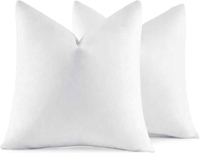 MIULEE 22x22 Pillow Inserts,Set of 2 Down Feather Throw Pillows for Couch Sofa Bed, Decorative Fluffy Throw Pillow Inserts Cotton Fabric,White
