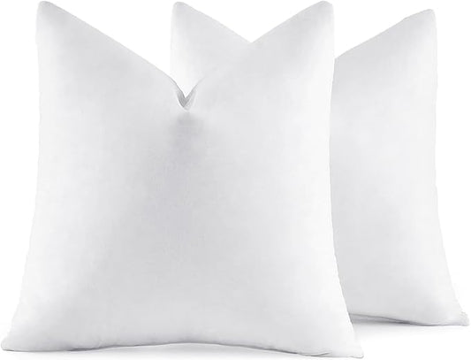 MIULEE 24x24 Euro Pillow Inserts, Set of 2 Down Feather Throw Pillows for Couch Sofa Bed, Decorative Fluffy Throw Pillow Inserts Cotton Fabric,White
