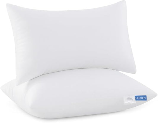 Leeden 12x20 Pillow Inserts Pack of 2, Fluffy Lumbar Throw Pillow Inserts, Soft Rectangle Decorative Throw Pillows for Couch, Sofa, Bed, and Home Decor White Pillows
