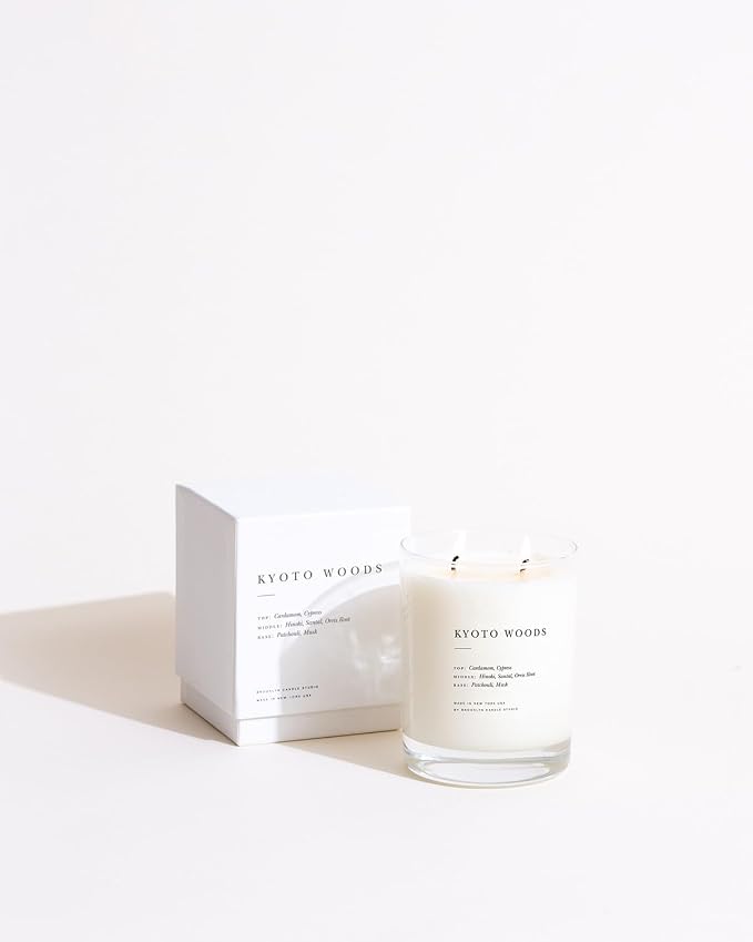 Brooklyn Candle Studio Kyoto Woods 2 Wick Candle – Luxury Scented Candle with Cypress, Hinoki & Santal – Vegan Soy Wax, Hand-Poured in the USA – 70-Hour Burn Time, 13oz