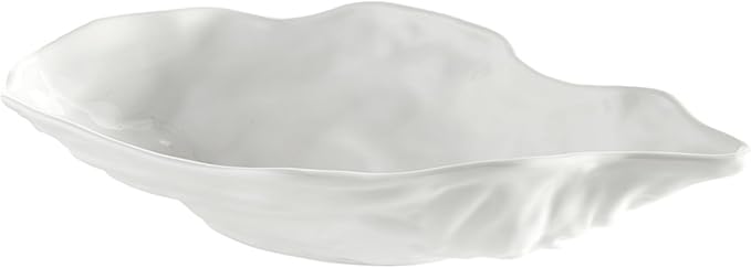 Santa Barbara Design Studios Serving Bowls - Ceramic Oyster-Shaped Bowl, Large 11" x 6.5", Gloss White