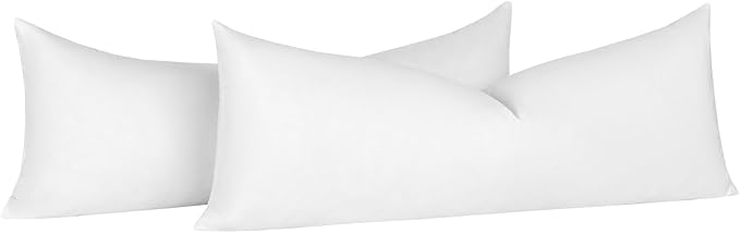 basic home Hotel-Style Goose Feather Body Pillow Insert for Sofa & Bed - 100% Odorless & Plump Cushion Filler - 233TC Cotton with Inner Liner to Prevent Poking (14x36 Inch)