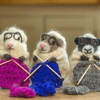 | Hand-Felted Knitting Nora Sheep | Organic Wool Home Decor | Fair Trade Plush Animal Ornament | Gift for Any Occasion | Perfect for New Spaces & Home Accessories