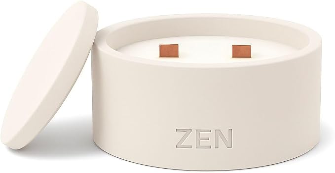 Zen Concrete Candle Lid – Cream Gray Minimalist Home Reusable Jar Plant Pot, Storage – (Cream, Medium, AVANTUS)