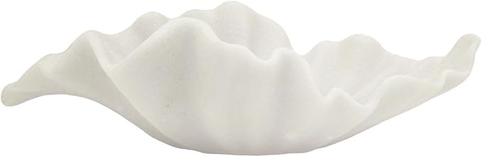 Off-white Smal Decorative Bowl - 9.8” Fruit/Key/Purse Bowl for Home Decor - Coffee Table & Entryway Table Decor - Scalloped Ruffle Bowls - Unique Centerpiece Bowls(Small)