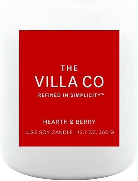 Hearth and Berry | Scented Candle for Women & Men | Hand-Poured, Aromatic & Fragrant | 60 Hour Burn Time 12 OZ | Soy Based | Phthalate Free | Made in USA