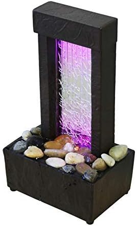 Nature's Mark 10" H Crackled Glass Light Show Tabletop Water Fountain with Natural River Rocks and Color Changing LED Lights (Corded)