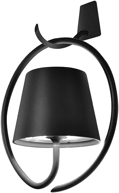 Zafferano Poldina Pro Wall Magnetic with Mounting Hook and Ring, Rechargeable Cordless Wall Lamp with Touch Controls, Suitable for Indoor and Outdoor, Dimmer, 2200-3000 K, Dark Grey Color