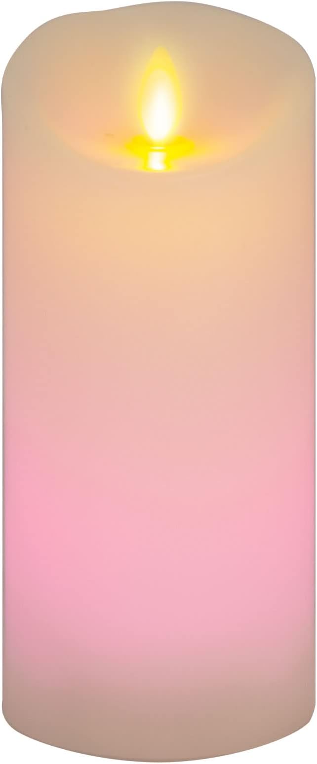 Luminara Flameless Color Changing LED Candle 3" x 6.5", Real Wax Moving Flame, Battery Operated w/ 18 Button Remote, Unscented Safe