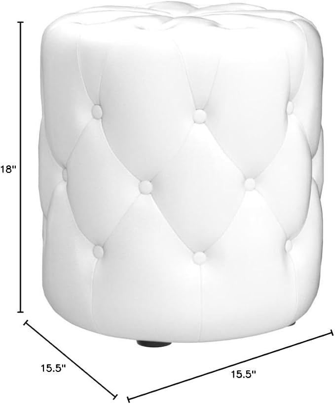 Modway EEI-3777-WHI Anthem Tufted Button Round Faux Leather Ottoman, White, Round Ottoman