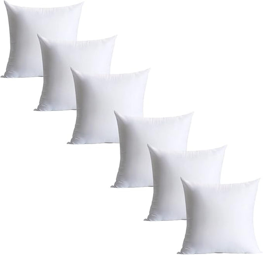 Calibrate Timing 20 x 20 inches Pillow Inserts, Set of 6 Hypoallergenic Brushed Microfiber Liner Down Alternative Filled Square Cushion Throw Pillow