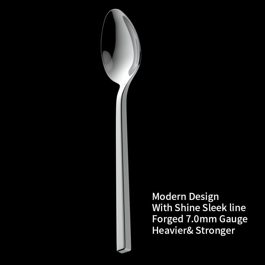 Alata Cube 65-Piece Forged Stainless Steel Flatware Set Cutlery Set with Utensil-Serving Set, Silverware Set Service for 12, Mirror Finish, Dishwasher Safe