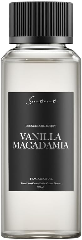 Scentiment Diffuser Oil – Vanilla Macadamia | Toasted Nut, Creamy Vanilla & Coconut Blossom | Sweet, Warm & Gourmand Fragrance Oil for Cold Air Diffusers (120 mL)