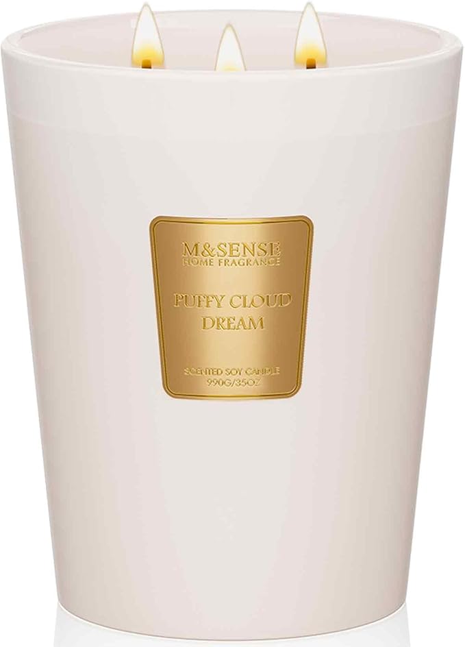 M&SENSE Sunset Mandarin Soy Candle, 35oz 3-Wick, Summer Refresh Scent | 150H Long Burn, Non-Toxic, Large Jar, Citrus Home Refresh, Relaxation, Stress Relief, Housewarming Gift