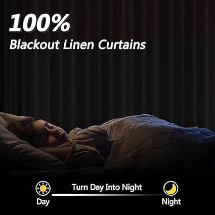 Guken Orange 100% Blackout Linen Curtains 90 Inch Length 2 Panels Set for Living Room Bedroom Back Tab Thermal Insulated Black Out Drapes Room Darkening Farmhouse Window Curtains 90 Inches Long