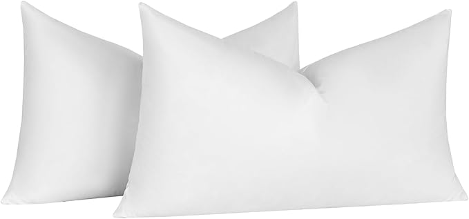 basic home Hotel-Style Goose Feather Accent Pillow Insert for Sofa & Bed - 100% Odorless & Plump Cushion Filler - 233TC Cotton with Inner Liner to Prevent Poking (14x24 Inch)