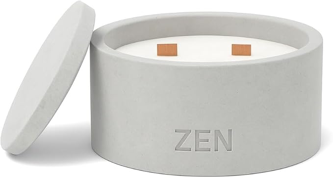 Zen Concrete Candle Lid – Cream Gray Minimalist Home Reusable Jar Plant Pot, Storage – (Gray, Medium, BAKARAT)