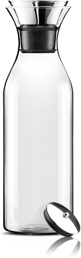 EVA SOLO | Fridge Carafe 1.4L | For Hot & Cold Drinks | 100% drip-free | Dishwasher-safe Borosilicate Glass | Stainless steel & Silicone Pouring Lip | Fits Most Refrigerator Doors | Danish Design