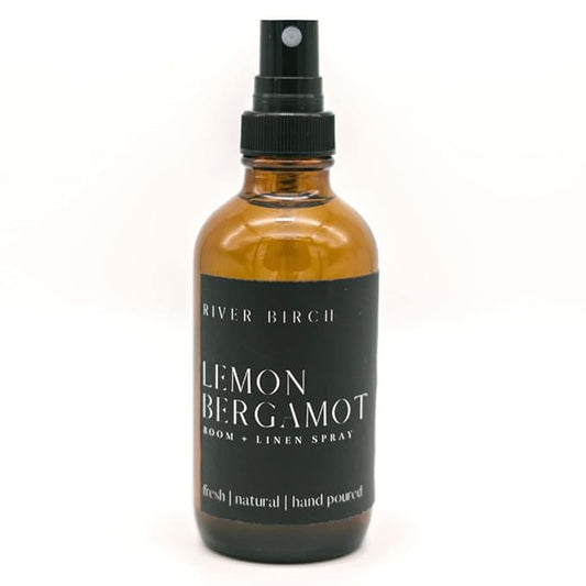 River Birch Lemon Bergamot Linen and Room Spray | Home Fragrance | 4 oz Glass Amber Bottle | Luxury Signature Scent | Handmade in Texas
