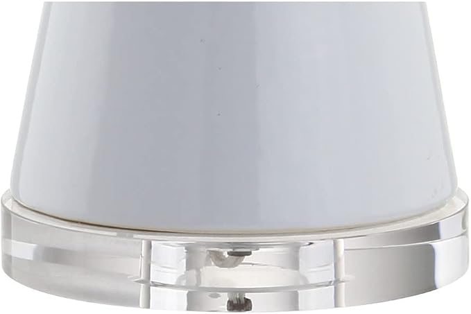 JONATHAN Y 28.5" White Ceramic Table Lamp for Living Room Bedroom Nightstand, Modern Hourglass LED Bedside Lamp with Crystal Base and Linen Shade JYL4027A