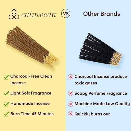 Calmveda Forest Eucalyptus Incense Sticks - 80 Charcoal Free Incense Sticks, Made from Upcycled Flowers | Crisp, Refreshing Aroma of Rainforest, Transports You to Eucalyptus Forest