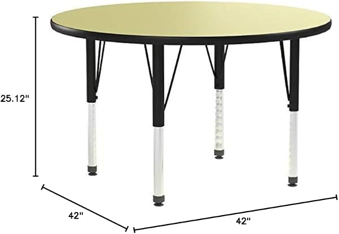 Flash Furniture Wren 42'' Round Yellow Thermal Laminate Activity Table - Height Adjustable Short Legs