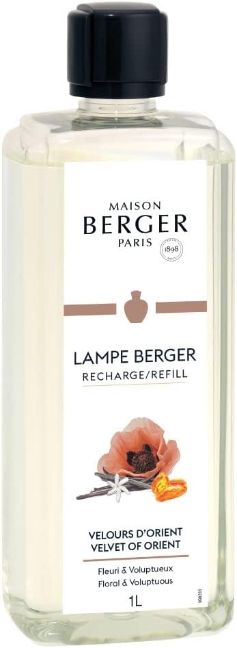 Maison Berger Velvet of Orient Lampe Berger Refill, 1 Liter (33.8 fl oz), 2-in-1 Catalytic System, Neutralizes Odors and Diffuses Fragrance, Coffee Flower, Citrus, Orange Blossom, Made in France
