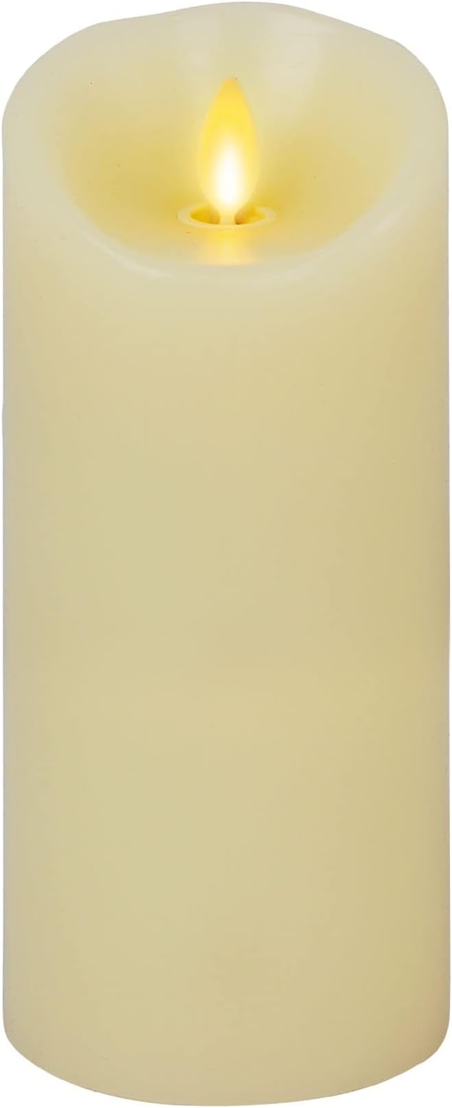 Luminara Scalloped Edge Flameless LED Candle, Ivory, 3" x 6.5", Battery Operated, Moving Flame, Real Wax Pillar with Timer, Vanilla Honey Scented