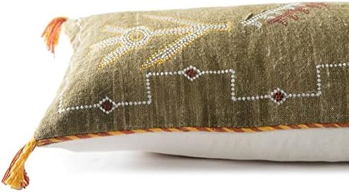 Extra Long Lumbar Pillow Cover (12 X 28 inches) | Hand-Woven Cactus Silk Brown Pillow Linen Cover | Rustic Décor Bohemian Cushion Cover | Farmhouse Cotton Pillow Case | Decorative Throw Pillow Dress