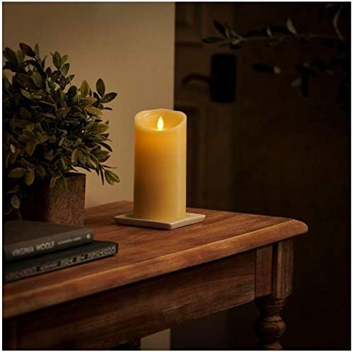 Darice LM357B Luminara Realistic Artificial Flame Pillar Candle with Timer, 7-Inch, Ivory