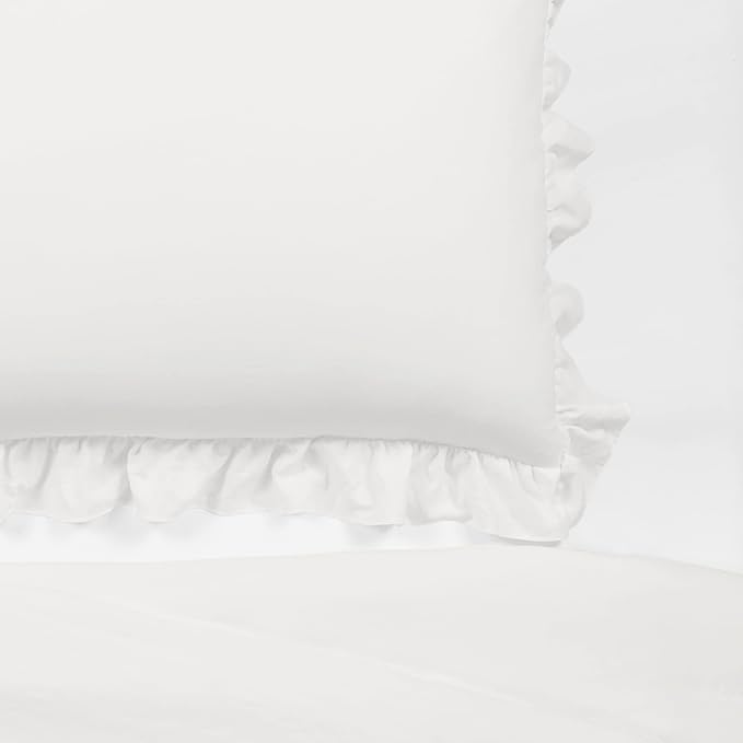 Lush Decor Reyna Ruffle Comforter Set - 2 Piece Twin Size Ruffle Comforter Set - Elegance for Dorm Room - Twin XL, Pure White