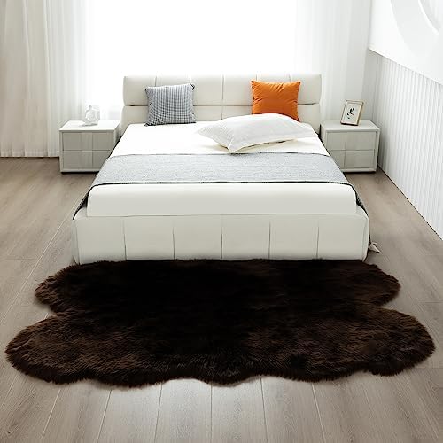 Faux Fur Rug Coffee Sheepskin Area Rug,Ultra Soft Shaggy Plush Rug Bedroom Living Room Sofa Floor Kids Room Bedside（4 x 6 ft Sheepskin）