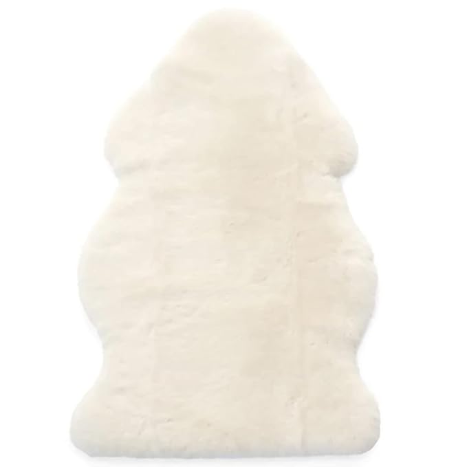 Premium Baby Sheepskin Rug Babycare Nursery Rug 100% Natural Lambskin Blanket Short-Shorn Wool Sleep Pad Medical Sheepskin Hospital Bed Mattress Topper (Ivory White, Single Pelt 2.5ft x 3.5ft)